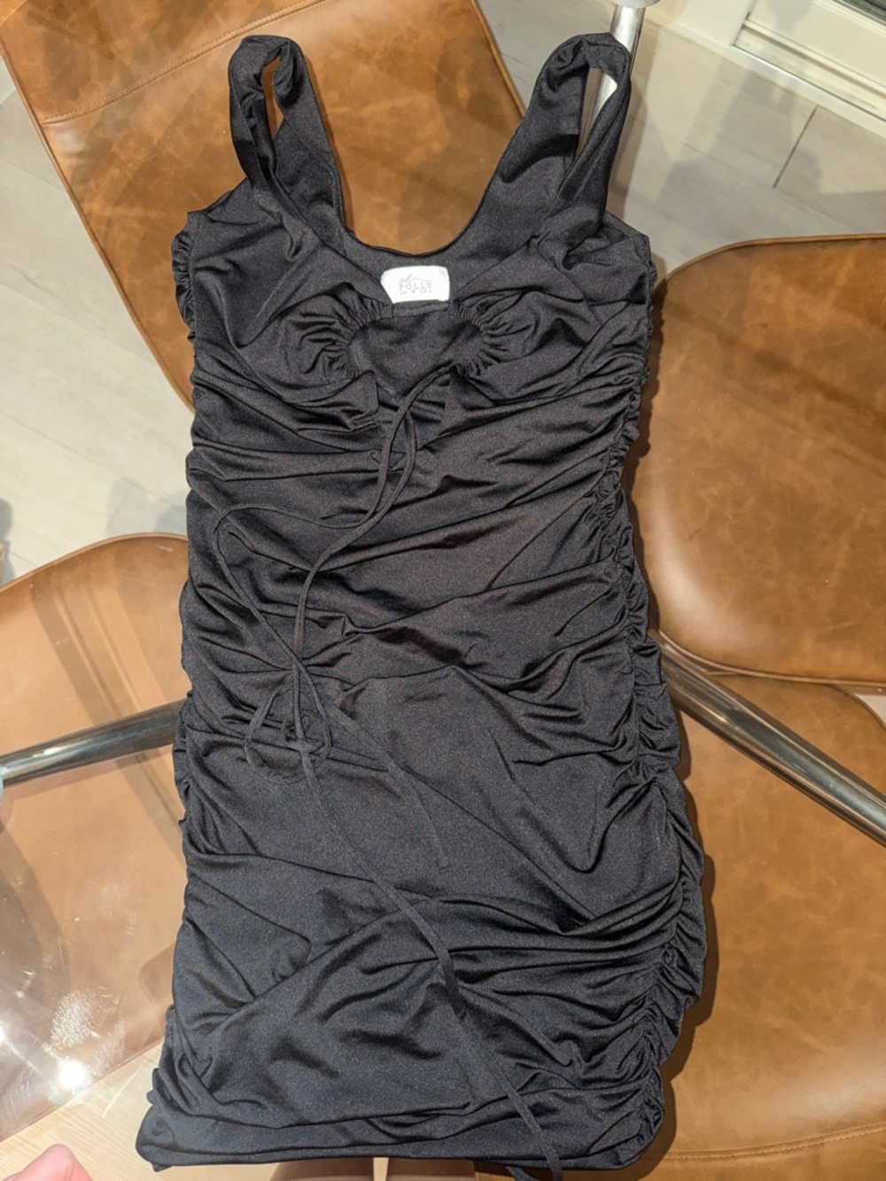Oh Polly Black Ruched Tank Dress with cutout  -  Women US 6